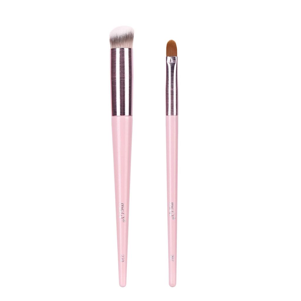MSQ Concealer Brush Easy To Popular Makeup Brushes for a Base Perfect for Powder and Liquid Foundation Concealers 2-Piece Set Even, Non-Irritating,
