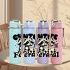 1PC Cute But Feral Bear Quote Print 750ml Color Plastic Sports Water Bottle Leakproof Flip Straw Lid Suitable for Sports Office Home Use