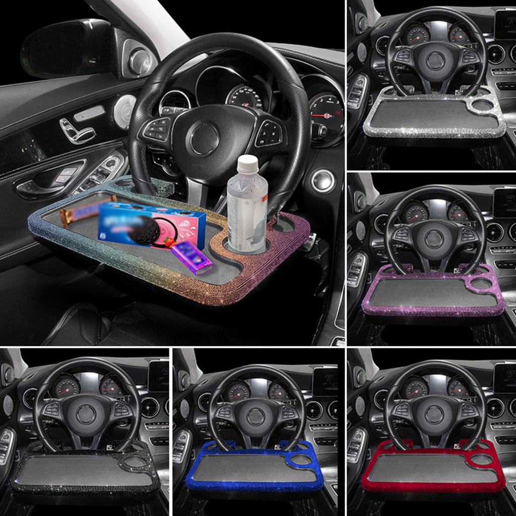 Diamant Auto Tisch Lenkrad Tisch Auto Essen Getränke Kaffee Tablett Tragbare Laptop Tablet Halter Tablett Bling Zubehör