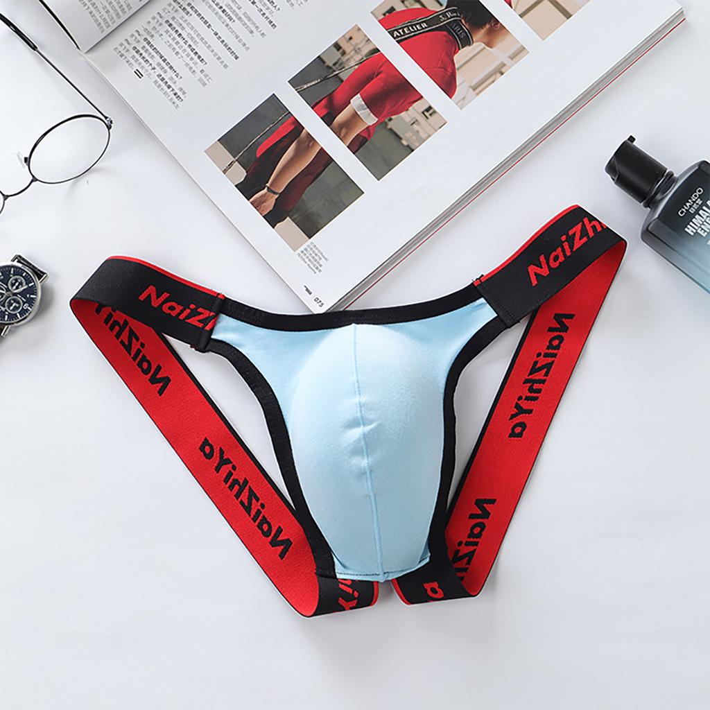 Men's Erotic Panties Thong Sexy Low Waist Cotton Breathable T-Pants Bladder Breathable Double Thong