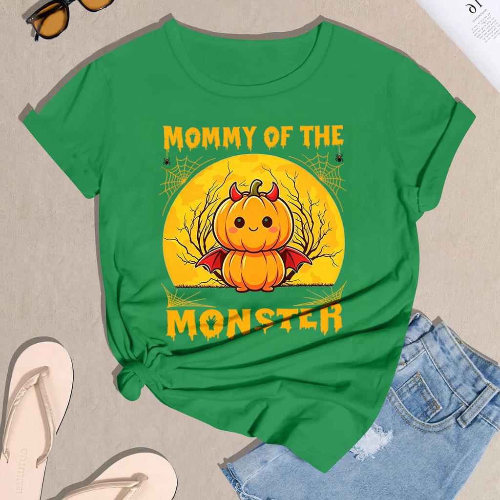 Women's Halloween Print Short Sleeve T-Shirt Casual Neck Tee Top