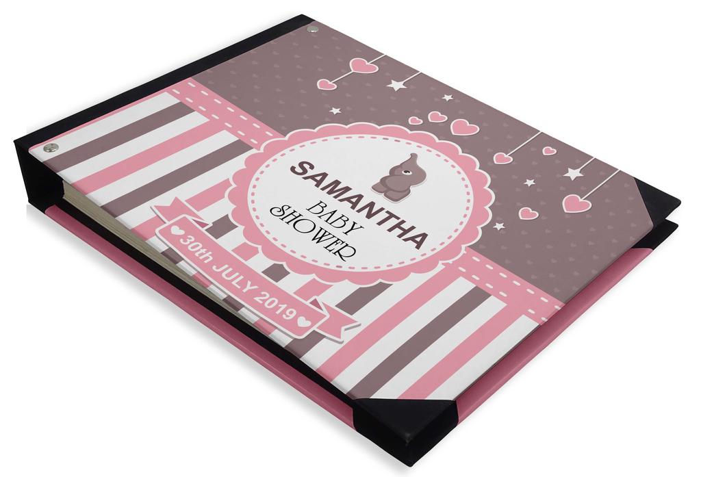 Darling Souvenir Blue Seamless Heart & Baby Objects Personalized Printed Baby Shower  Guest  Book  Scrapbook-7 x 9