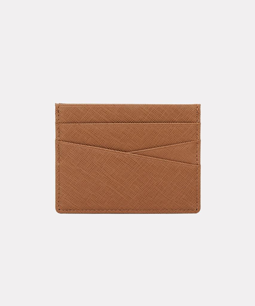 Matt [Slim X Simple] Saffiano Leather Card Holder Brown