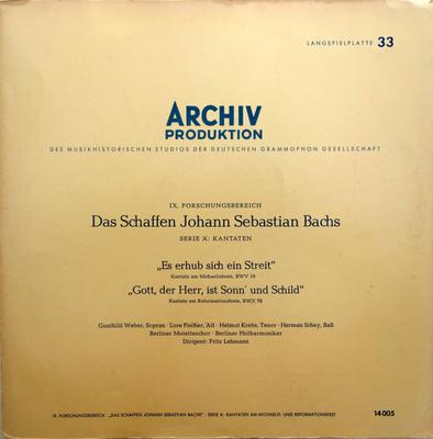 LP Record JOHANN SEBASTIAN BACH  GUNTHILD WE  Es Erhub Sich Ein Streit  Cantata 14005APM ARCHIVE PRODUC 1963 Germany Classical Used