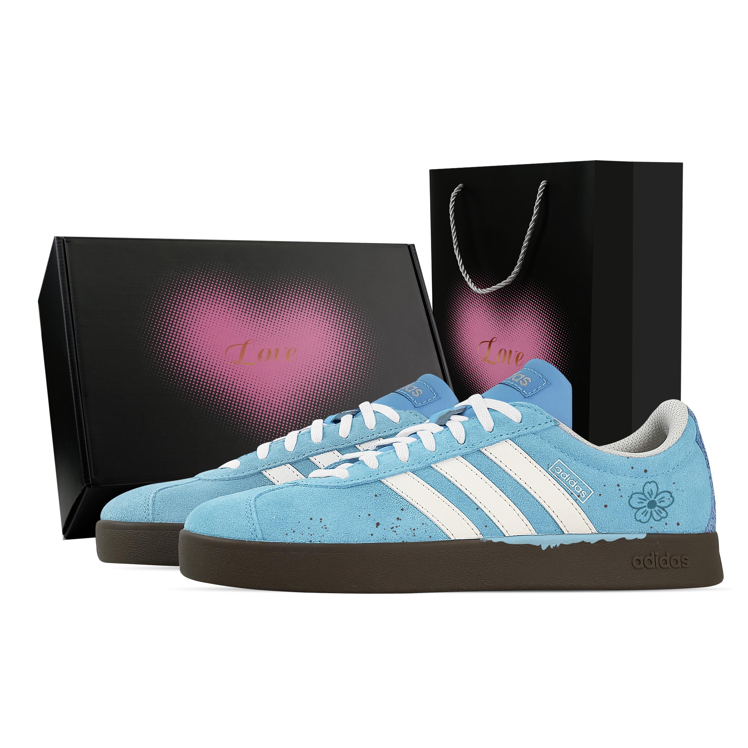 

Adidas VL COURT 2.0 Spring Step, Heart Box Low top German Army Trainers Unisex Blue White JI0496(Team529--) 40