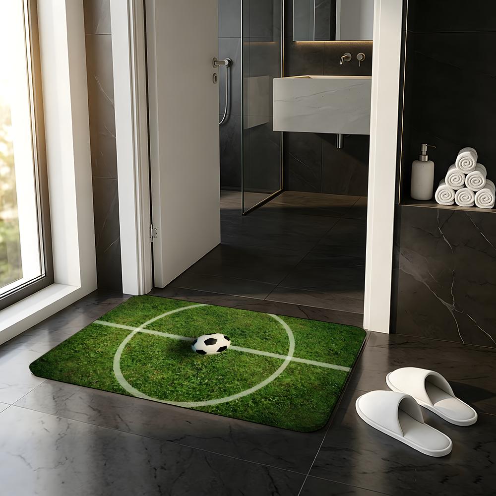 Mode F-Fußballfeld Bodenmatte Saugfähige Fußmatte Rutschfeste Eingangsmatte für Badezimmer Toiletten und WCs