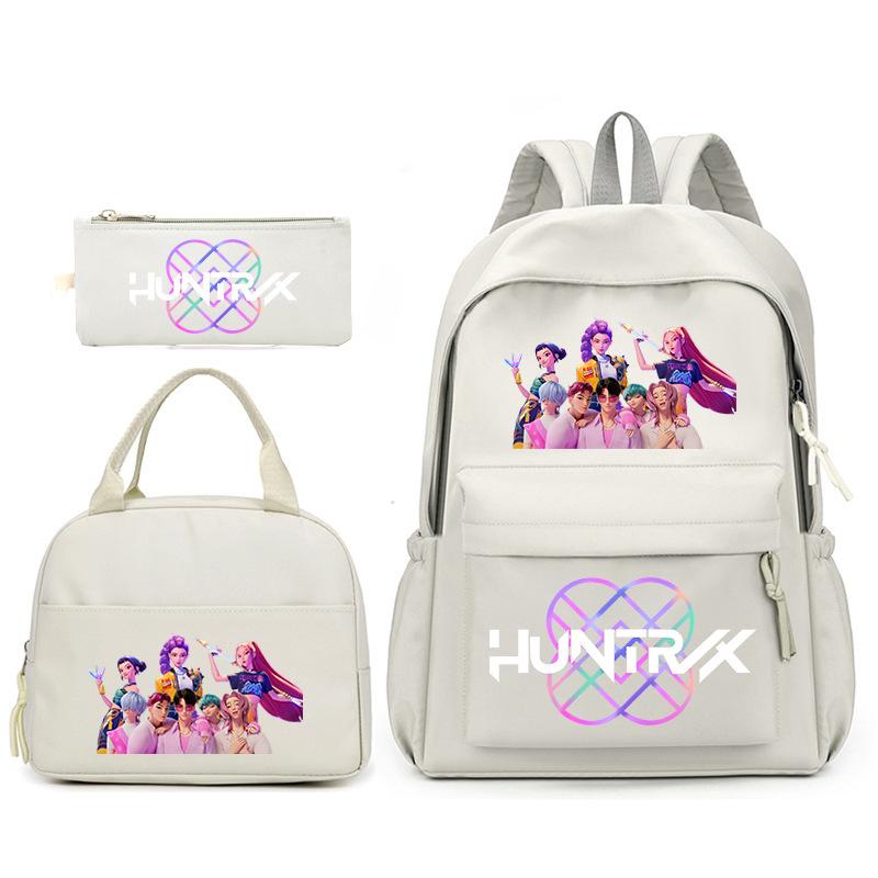 Kpop Korean Version Peripheral Printing Backpack Lunch Bag Casual Pencil Bag Primary And Secondary School Student Schoolbag Set