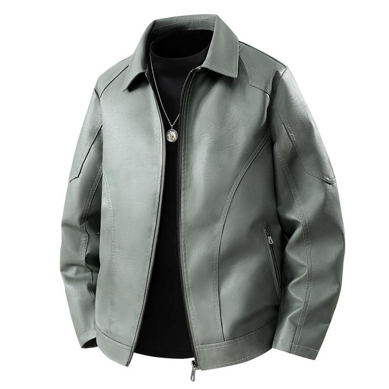 Men's Leather Jacket Large Size Leather Jacket Lapel Jacket Youth Trend Autumn and Winter New