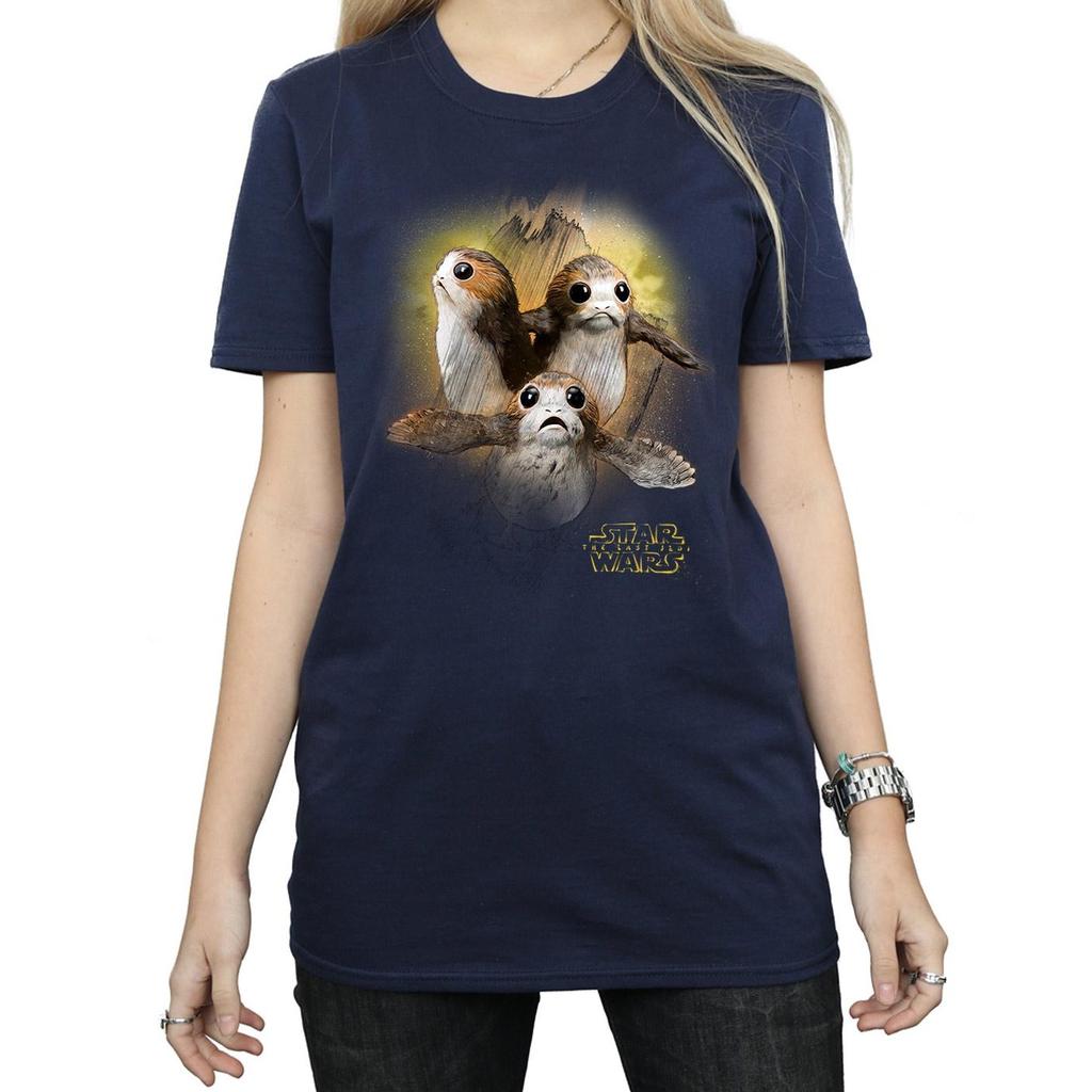 Stjärnornas krig: The Last Jedi Womens/Ladies Porg Pojkvän T-shirt i borstad bomull