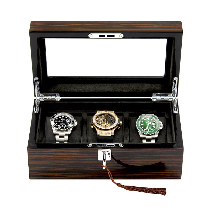 

Роскошная деревянная коробка для хранения часов с замком - Многосекционный дисплей и большая вместимость