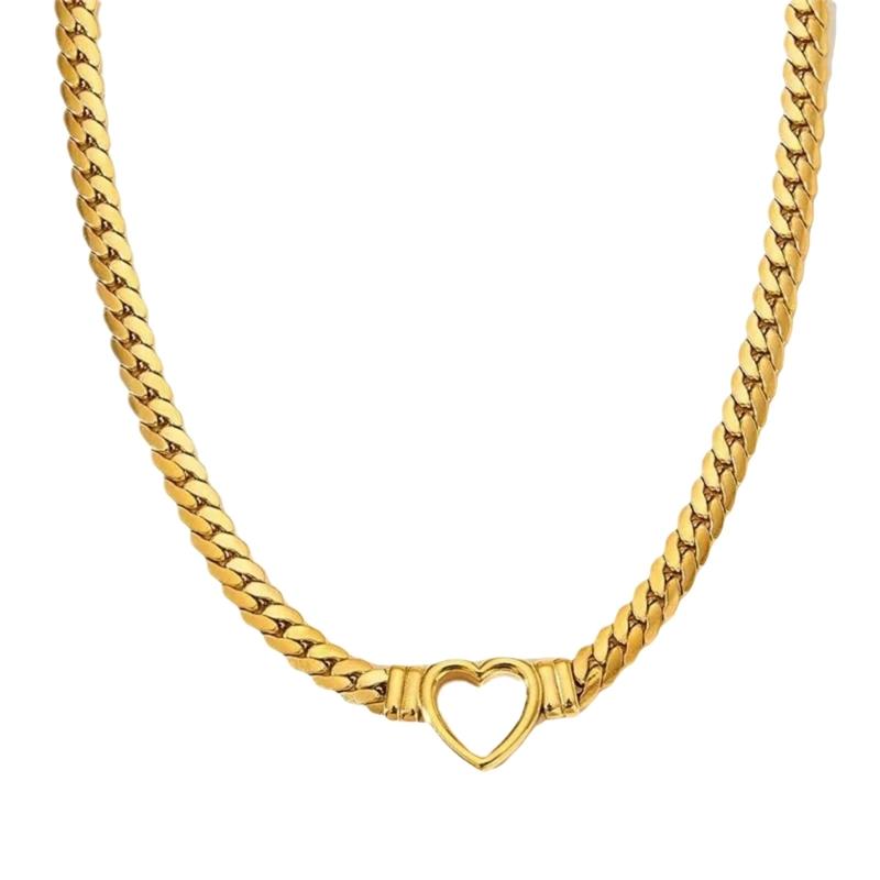 Modern Heart Pendant Necklace Stylish Chain Necklace Hollow Heart Neck Jewelry Present for Women Who Love Details 1