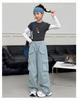 Girls' Wide-Leg Cotton Work Pants with Big Pockets - Autumn 2026 Style for Medium to Large Children, Casual Straight-Leg Long Pants