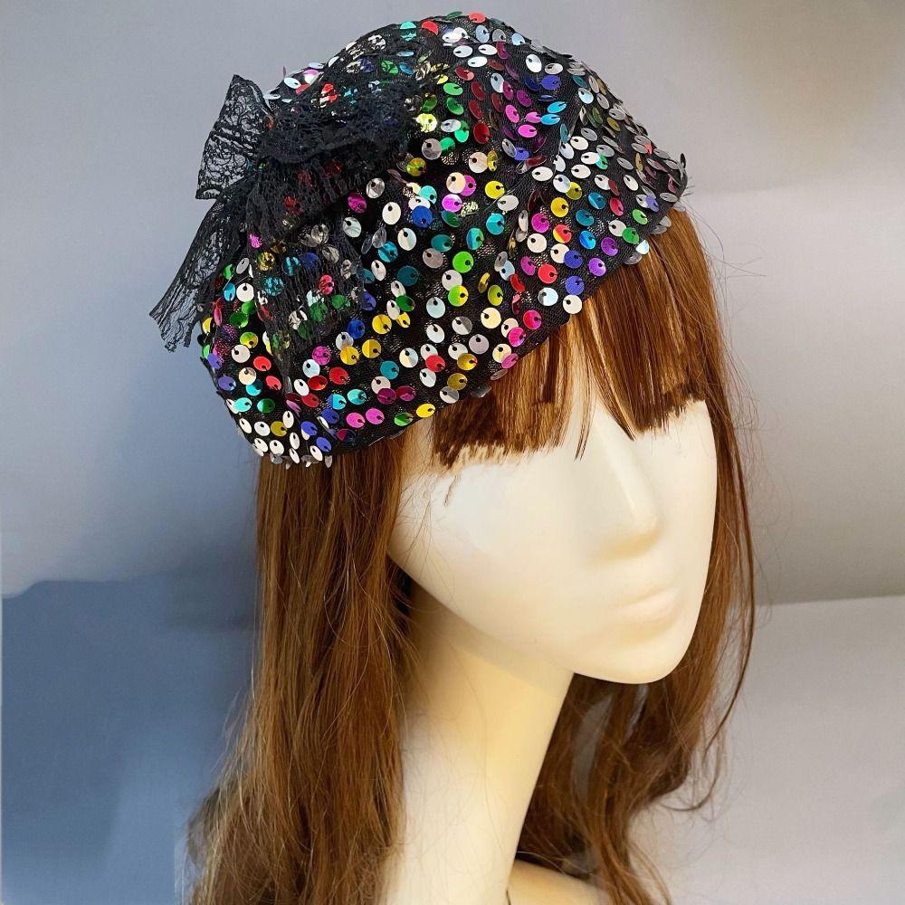 Glitter Sequin Half Hat Headband Breathable Women's Hair Hoop Glitter Sequin Headband Summer