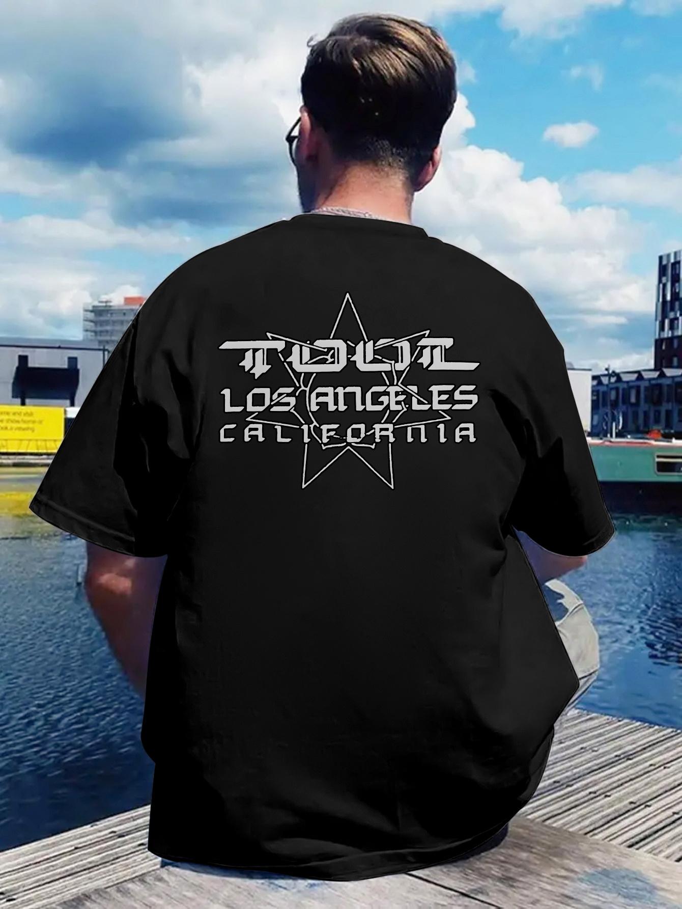 

Vintage Los Angeles California Back Print T-shirt - Black Tee with Star Graphic XL