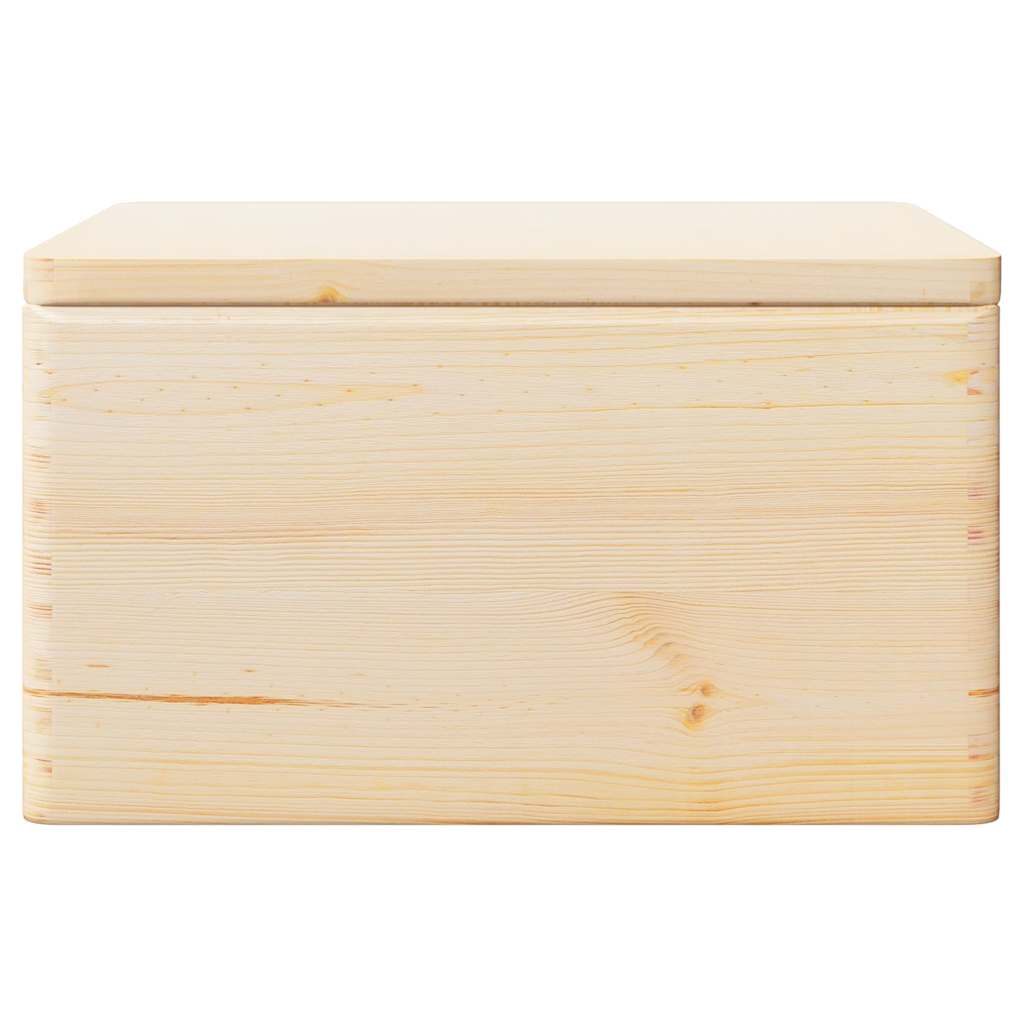 Vidaxl Wooden Box with Lid and Handles, Solid Pine Wood