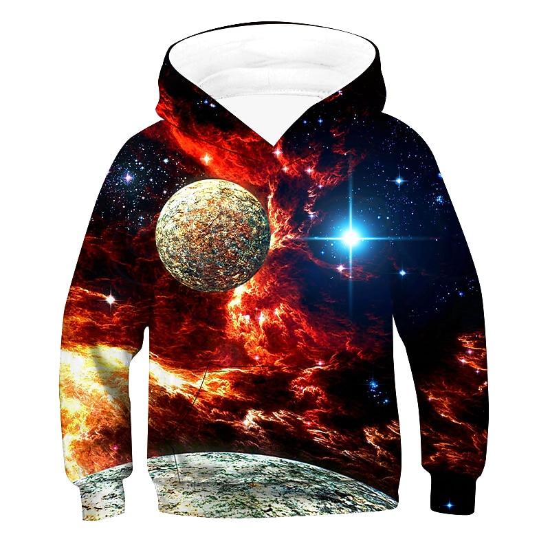 

Boys 3D Galaxy Hoodie Long Sleeve 3D Print Fall Winter Active Basic Kids 2-12 Years Outdoor Daily Indoor 110cm