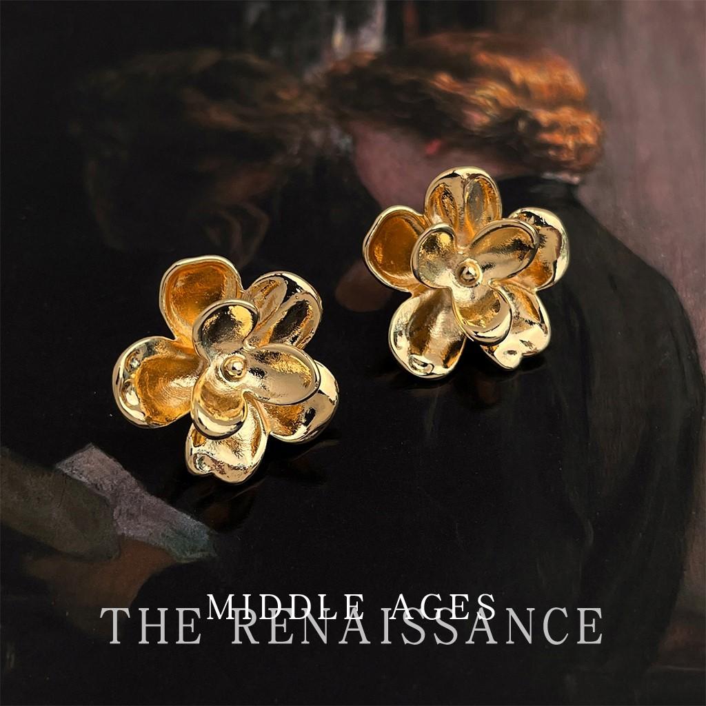 Золотые трехмерные серьги-цветы Французские ретро серьги-гвоздики серьги для темперамента
