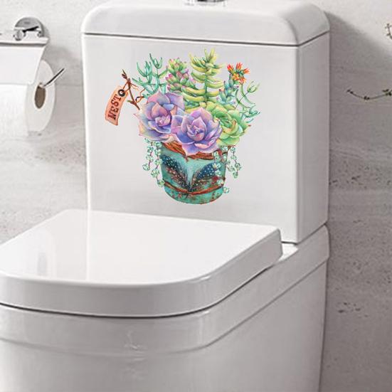 Flower Toilet Seat Lid Sticker Self-Adhesive Toilet Lid Art Decals Removable Peel And Stick Wall Sticker for Bathroom Bathtub Wall Decor