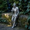 Sophisticated Metal Look Knight Statue Medieval Bookshelf Decor, Silver-Finished Armored Statue, Fantasy Home Classic Armor Plate Decor for