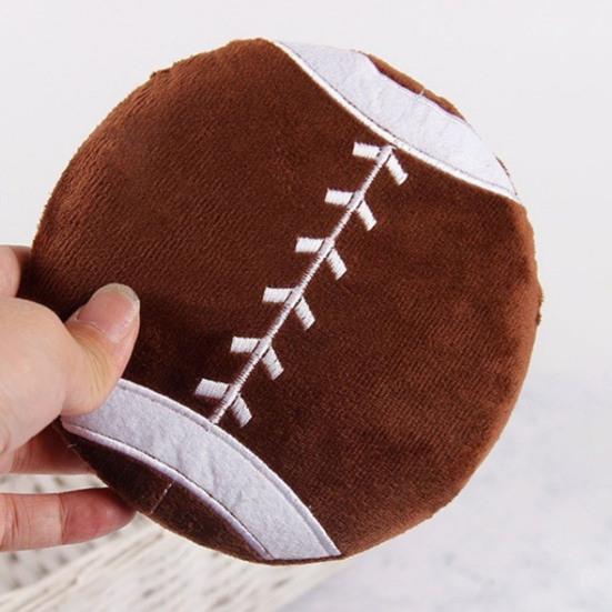 Brinquedo para Cão Bola Plana Disco Voador Macio de Pelúcia Brinquedo Mastigável com Apito Bola de Futebol Basquete Rugby Brinquedo de Buscar para Filhote Alívio da Ansiedade da Dentição Brincadeira Interativa