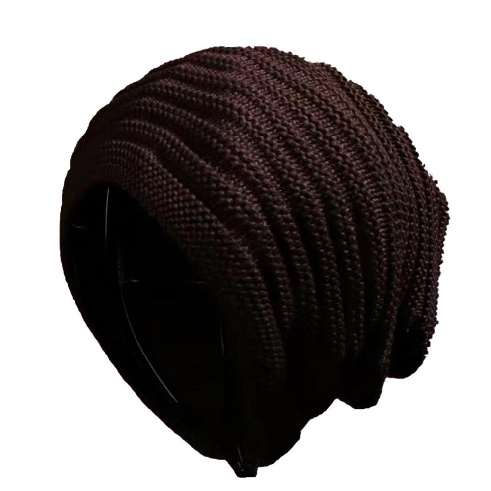 Slouchy Beanie Hat Striped Knit Skullcap Warm Breathable Lightweight Luxury Style High Top Foldable Spring Autumn