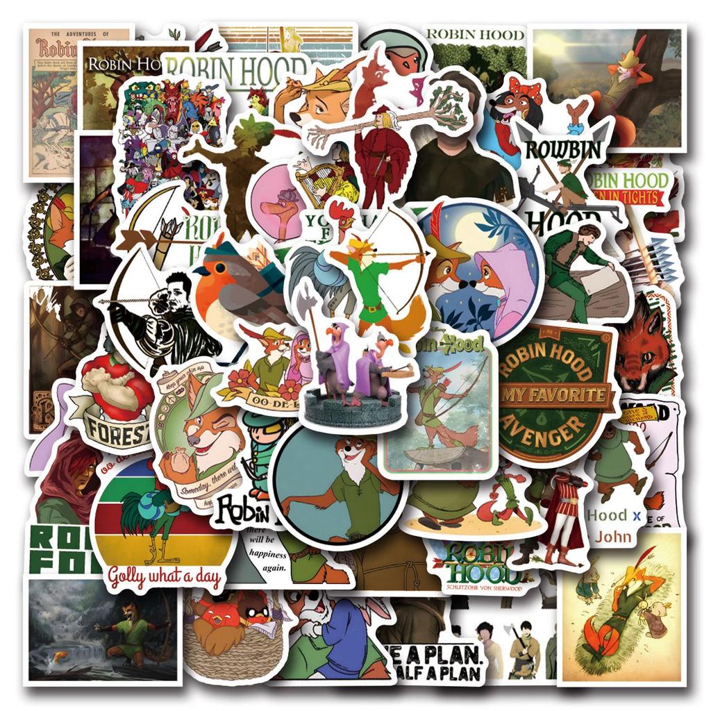 55 Wodoodpornych Naklejek z Kreskówką Robin Hooda do Zeszytów, Artykułów Papierniczych, Butelek na Wodę, Laptopów