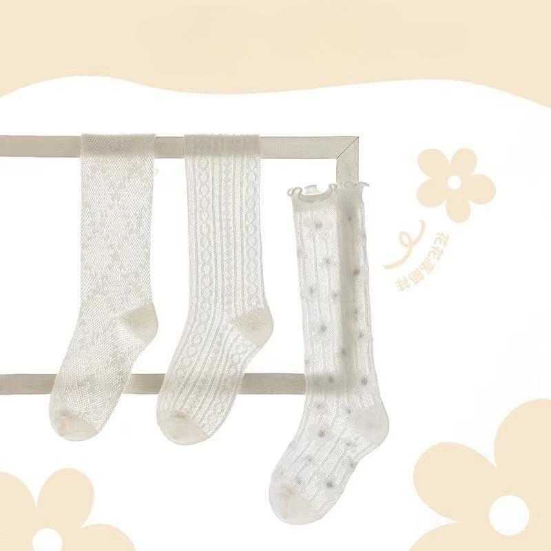 Koreańskie skarpetki dla dzieci dla dziewczynek, śliczne, białe, siateczkowe, oddychające, szkolne, mundurkowe, pończochy, księżniczka, wysokie, długie skarpetki