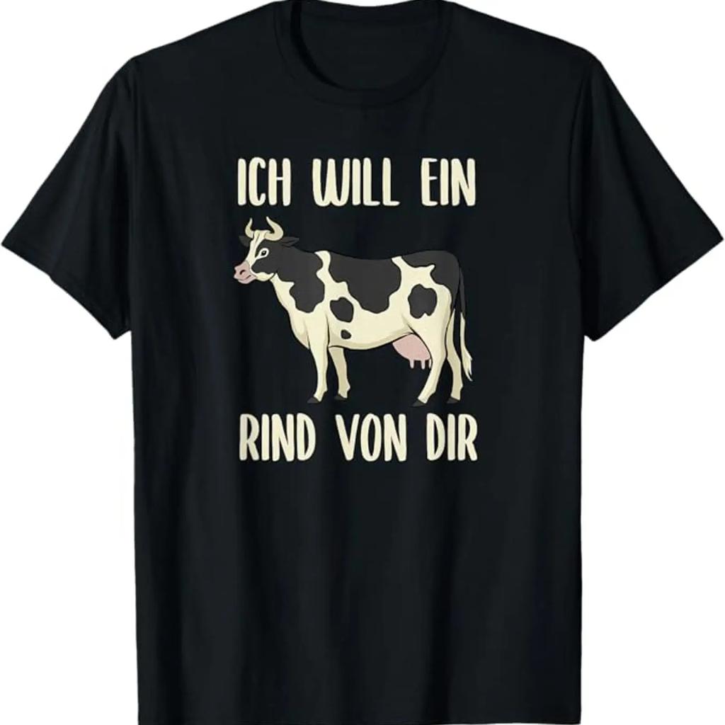 T Shirt With Gerunisex Text I Want A Cow From You Dairy Farmer Cow Khe Vintage Men's Casual Comfortable Breathable