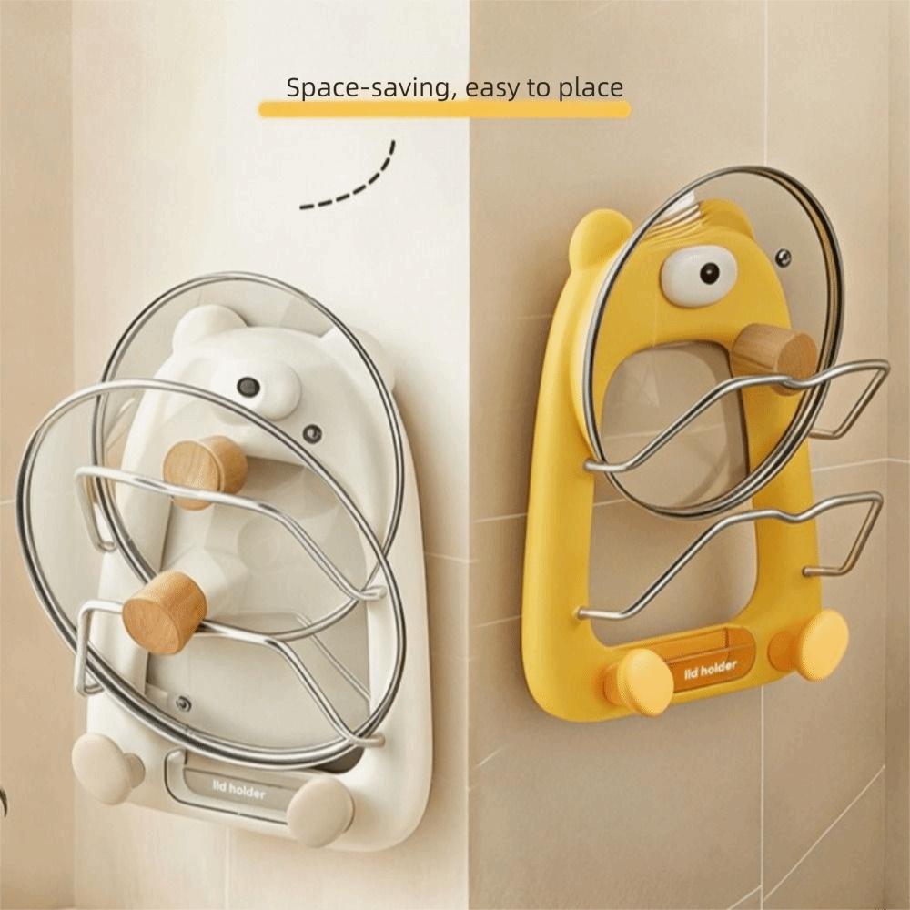 Suction Cup Pan Cover Storage Holder 2-Tier Kitchen Storage Rack Pot Lid Organizer Kitchen