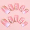 24 Pieces Pink white gradual change gold glitter simple decoration short temperament white nail art autumn and winter temperament white wear nail
