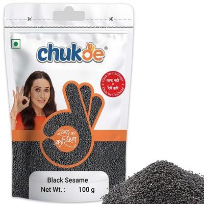 Chukde - Sesamo Nero (Sesamo nero) - Sapore e Aroma Autentici Indiani - Ricco di Nutrienti e Antiossidanti - 100 Grammi (Confezione da 2)