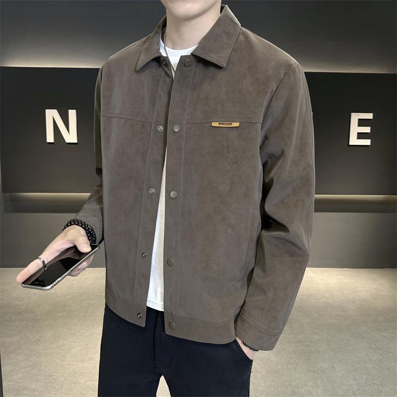 

Замшевая осенняя куртка для мужской весны и осени, новая модная облегающая одежда, кожаная куртка с лацканами для мужчин 4XL