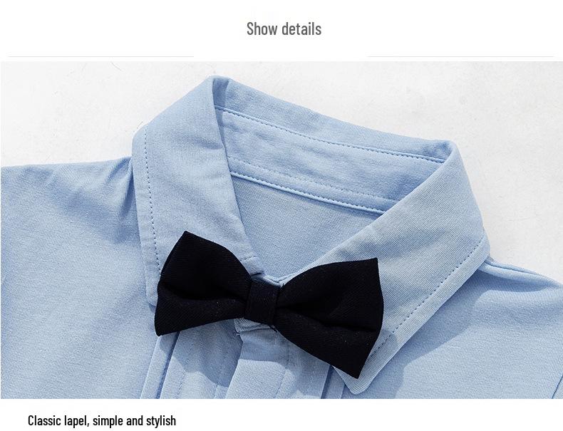 Boys' Spring/Summer First Birthday Outfit - Short-Sleeved Shirt & Long Overalls