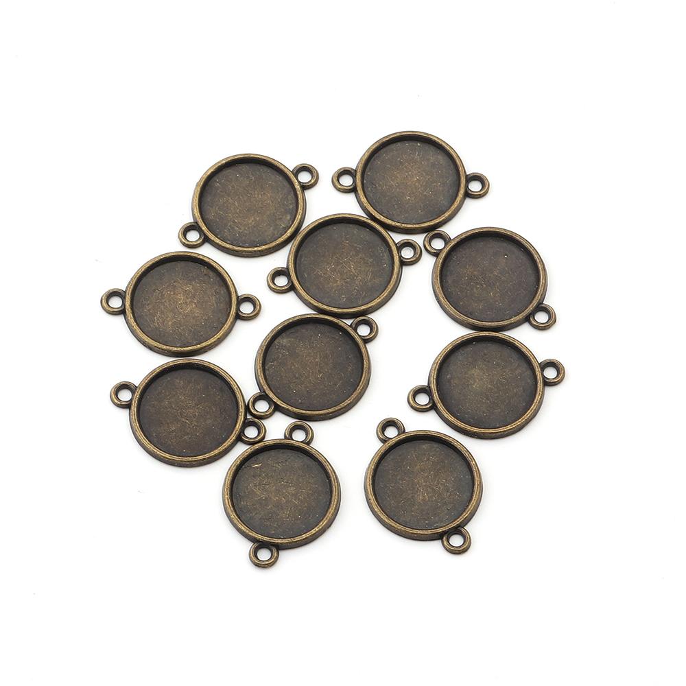 10pcs 8/10/12/14/16/18/20/25mm Round Cabochon Base Double Hole Blank Bezel Trays For Jewelry Making DIY Necklace Accessories