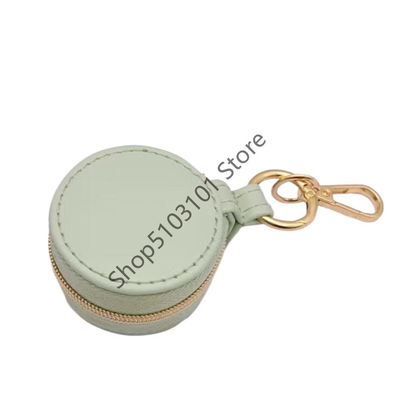 Simple Portable Mini Leather PU Jewelry Box Keychain Travel Bag Charm Pendant Earring Ring Storage Box Key Chain Accessories