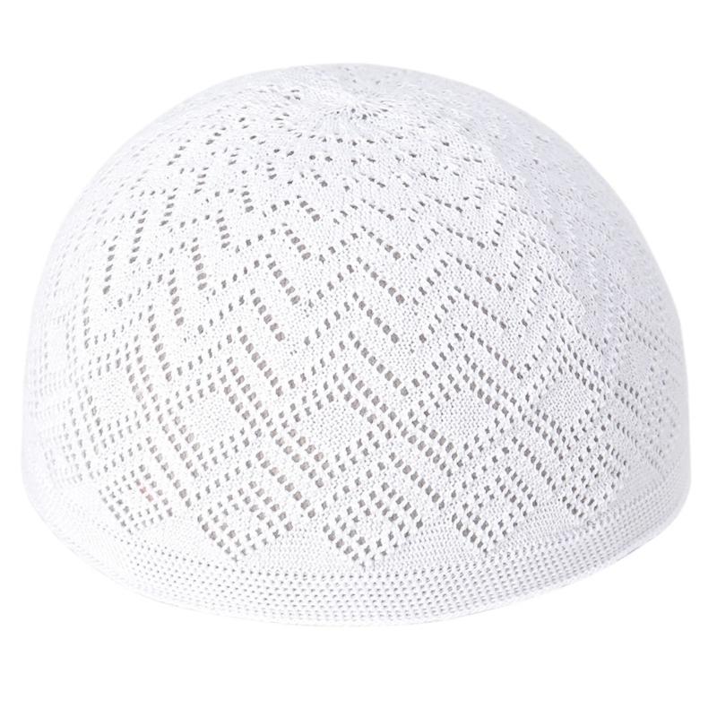 Hollow out Knit Kufi for Adult Teens Muslims Breathable Casual Hat Handmade Hollow out Pray Keep Traditional Pray Hat