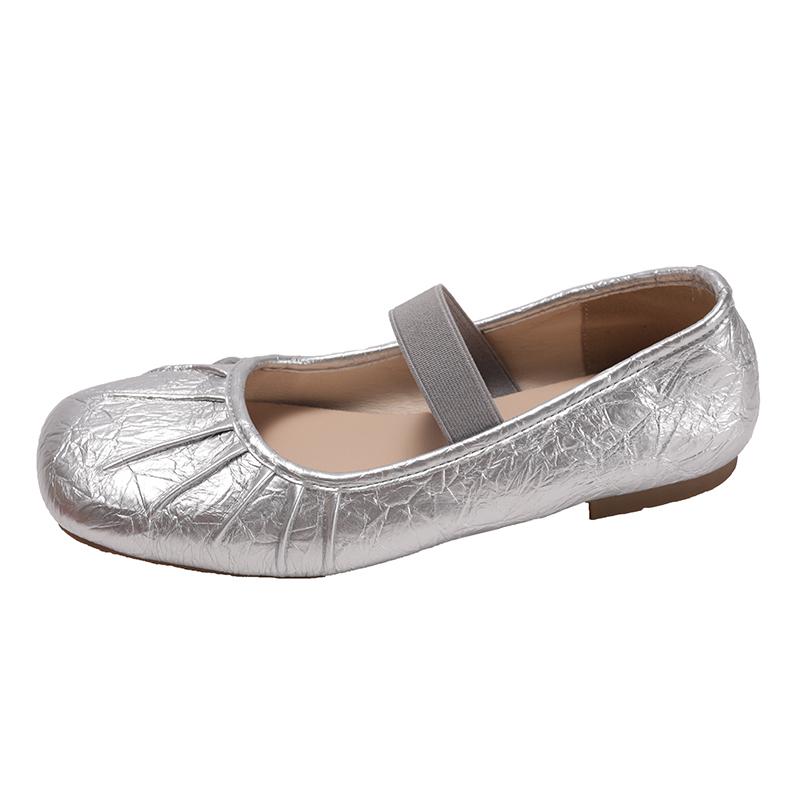 

Мода Женские Балетки Лоферы Балетки Сандалии 2025 Летний Дизайнер Новая Повседневная Кожаная Обувь Ретро Женская Обувь Спорт Mujer Zapatos 35 серебряный