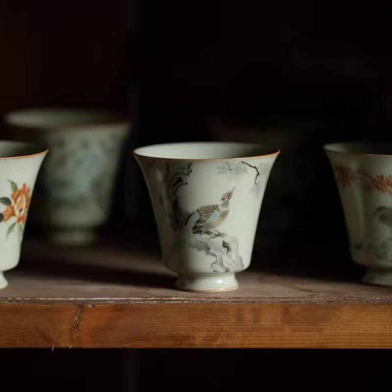 Secret Huang Ru Kiln Retro Chinese Horseshoe Smelling Cup Kung Fu Teacup Master Cup Single Cup Personal Special Tea Tasting Cup Female