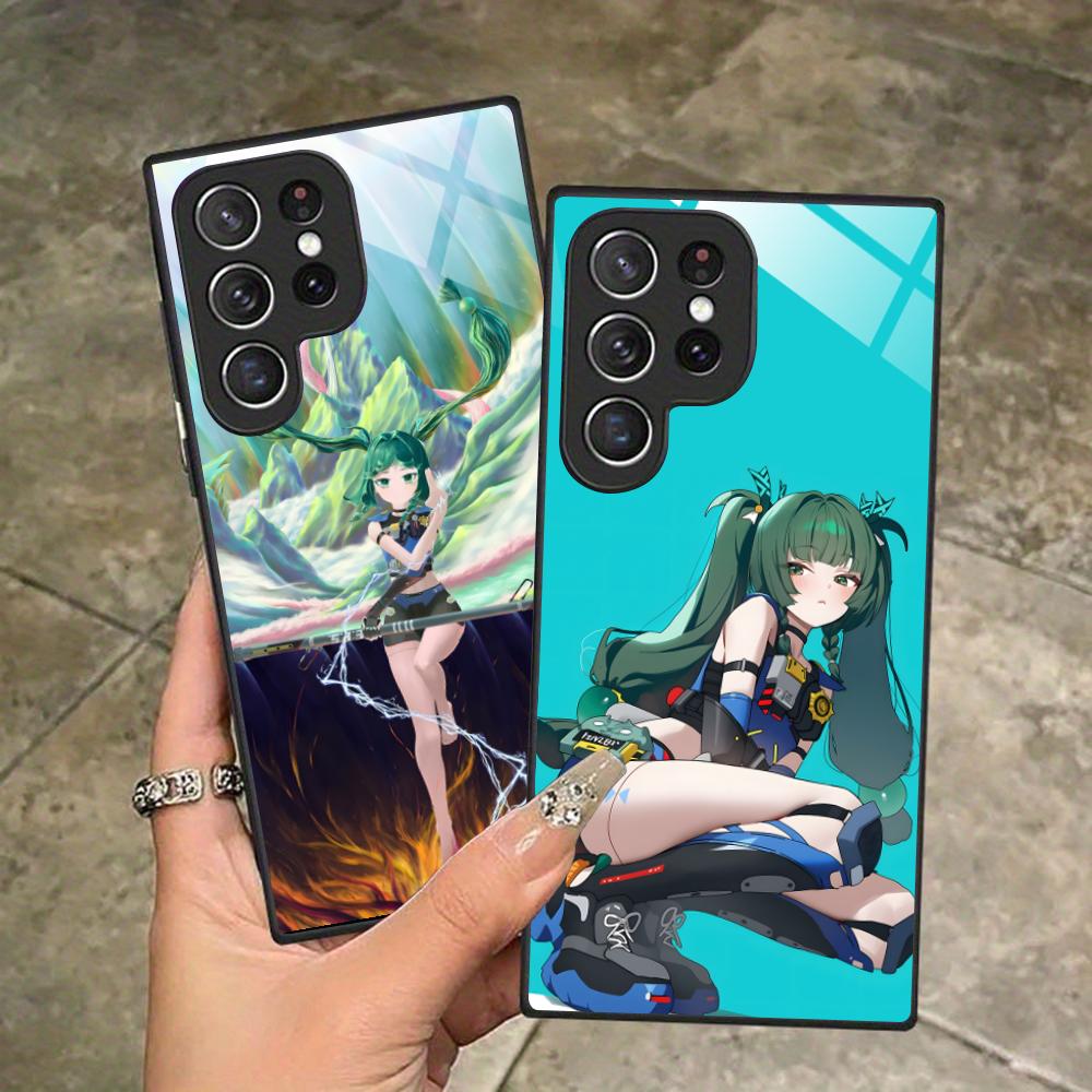 Zenless Zone Zero QingYi Phone Case for Samsung Galaxy S25 S24 S23 S22 S21 S20 Note20 Plus FE Ultra Glass Colorful Cover Luxury