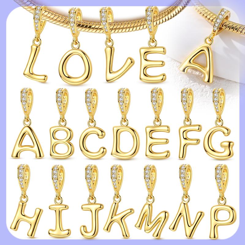 Original Kupfer Charms Perlen Funkelnd Gold 26 Buchstaben A-Z Alphabet Zirkon Anhänger Für Frauen Mann Diy Schmuckherstellung