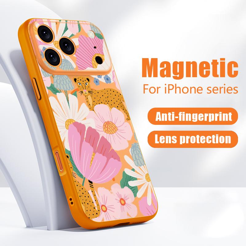 Flowers Leaves Print Case For iPhone 17 18 Pro Max Magnetic For Magsafe Hybrid Matte Cover For iPhone 16 15 14 13 Pro Max