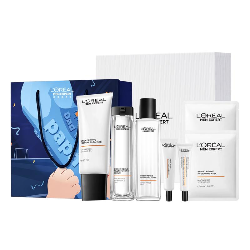 Loreal Paris Men s Facial , Emulsion Skin Care Moisturizing and Cleansing LOreal Mens Whitening Set - Cleanser Toner Essence Mask Travel Sunscreen