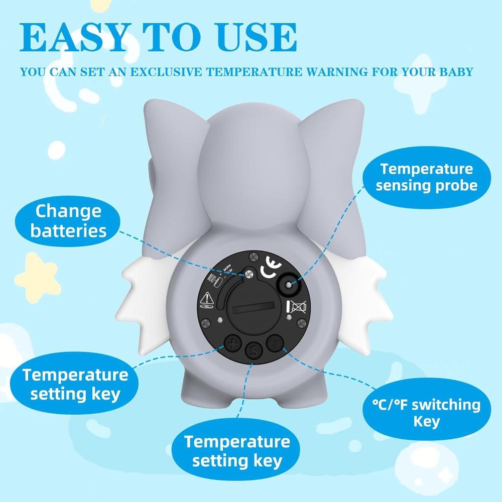 Baby Bath Thermometer with LED Display & Temperature Warning Kids Bathroom Safety Products Newborn Bath Safety Toy Thermometer