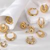 POENNIS Stainless Steel Geometric Trendy Huggie Chunky Hoops Statement Earrings Anti-Tarnish 18K Gold Plated