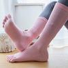Women 's Compression Pink Five-finger Yoga Socks for Pilates Sporty Anti-Slip Cotton  5-Toe Mid Socks Custom Logo