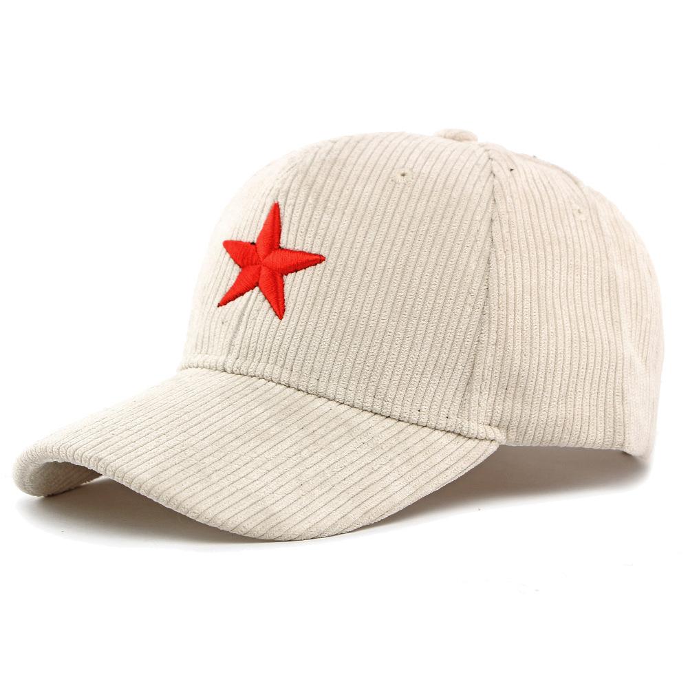 Spring Autumn Corduroy Hat Men's Hard Top Baseball Cap Five-Pointed Star Embroidered Cap Outdoor Sunscreen Hat for Women