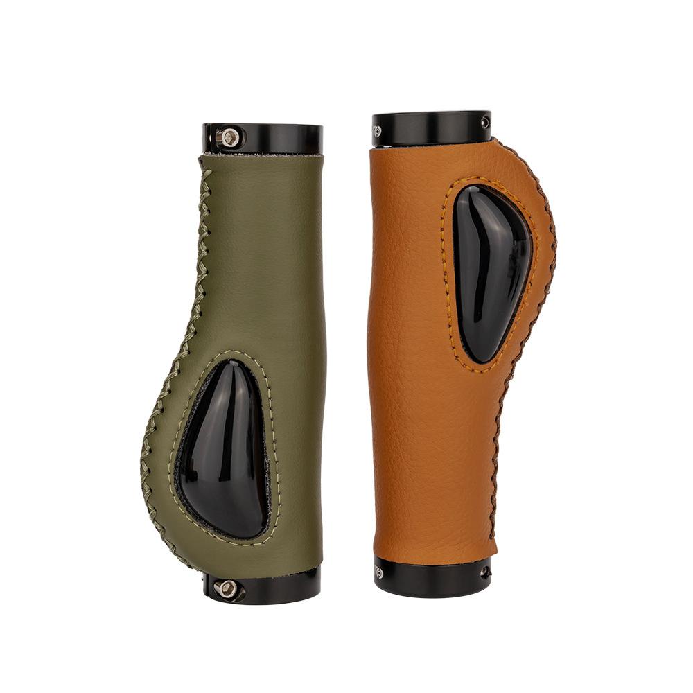 ZTTO Leather Bike Handlebar Grips Silcone Dual Lock-on Bicycle Grips AntiSlip Handle Bar End Grips
