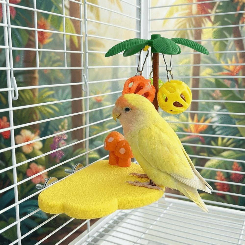 Wear Resistant Bird Perch Stand Detachable Birdcage Platform Toys Bird Gnawing Toys  For Chewing