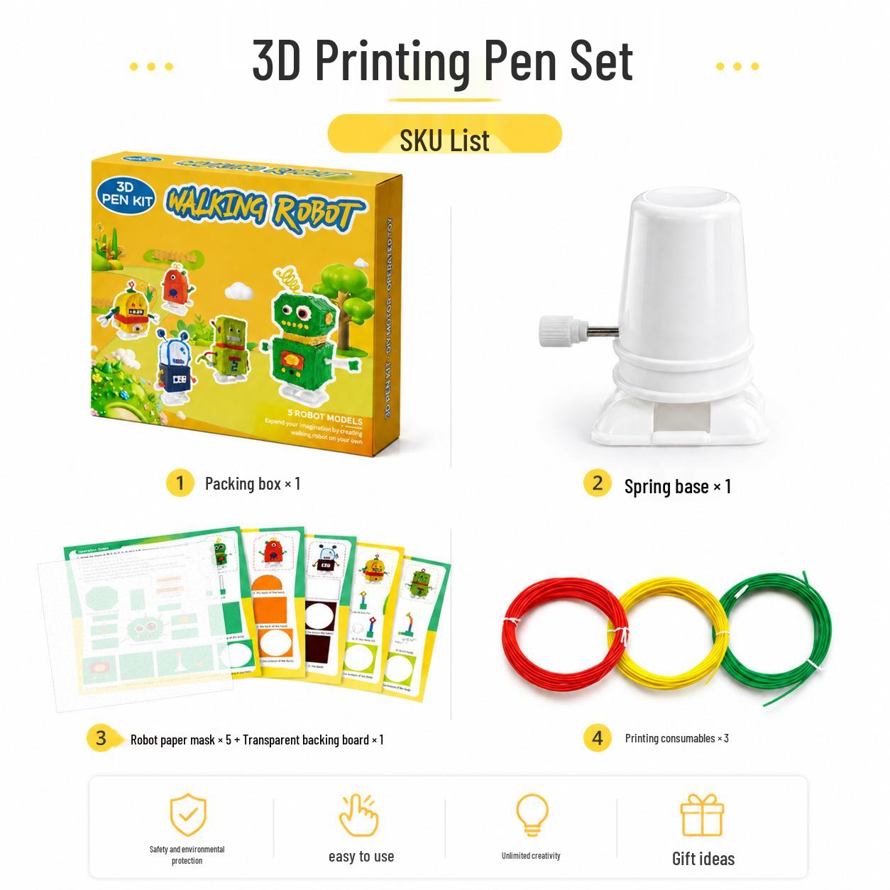Electric 3D Printing Pen & Robot Tracing Board - Educational Painting Toys & Accessories Electric Robot Toy