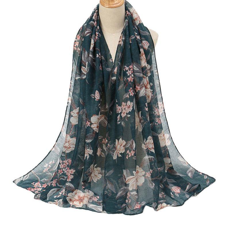 Spring Fashion Oil Painting Floral Viscose Scarf Lady Print Voile Shawls and Wraps Pashmina Foulards Muslim Hijab 180*72Cm